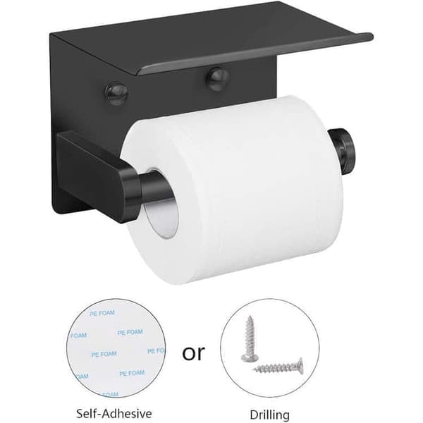 Toiletpapirholder med hylde i rustfrit stål – vægmonteret