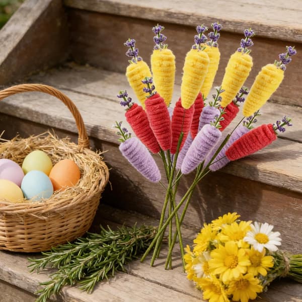 Easter Decoration Carrot Picks 6-Pack – DIY Easter Ornaments for Bouquets, Easter Trees & Tables, Spring Party Decor Home A