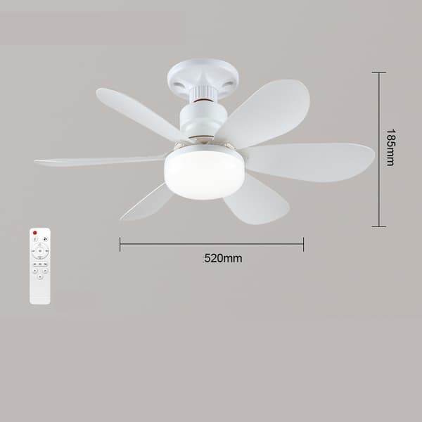 LED Takvifte, Ø52 cm, Fjernkontroll, 6 Blader, Justerbar Belysning, Stillegående Drift, Timer