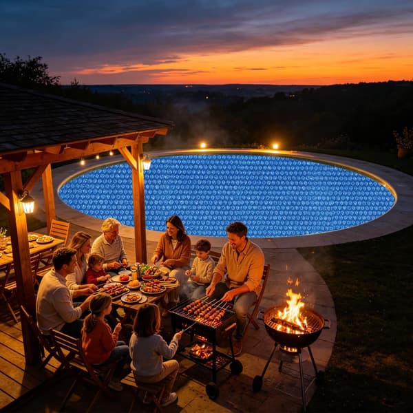 Rund solpoolöverdrag - Isolerande bubbelduk för poolspa, solvärme, avdunstningsreduktion - 240 cm Round-240cm