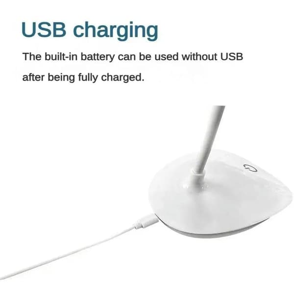 Bærbar Genopladelig Bordlampe - Berøringsdæmper, Øjenbeskyttelse til Studiearbejde - Hvid White Rechargeable model