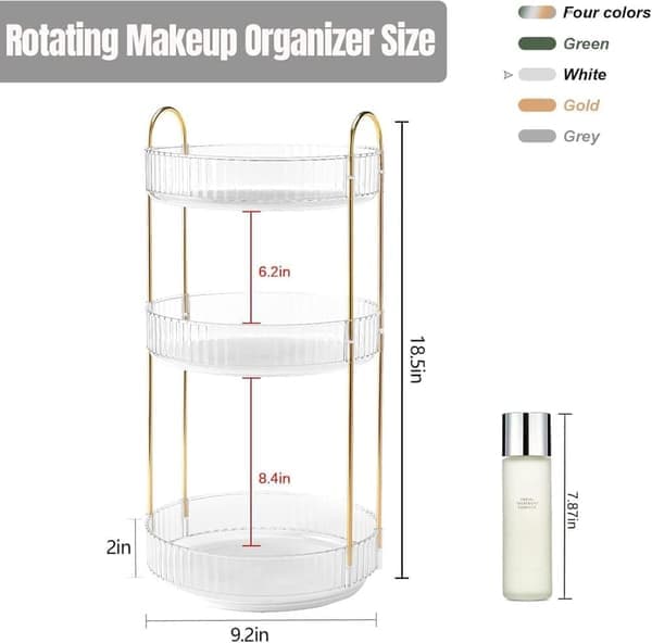 Makeup-stativ - 2 eller 3 skuffer Makeup-opbevaring 360 Roterende Makeup-stativ Organizer Makeup-værktøjer hvid