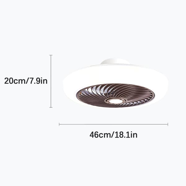 Modern bladeless ceiling fan with dimmable LED lighting, 6 speeds and remote control for the home White
