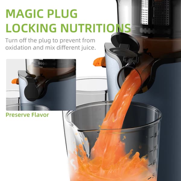 200W Koldpresse Juicer - Langsom Masticerende Saftpresser med 78 mm Bred Føderør til Hele Frugter og Grøntsager