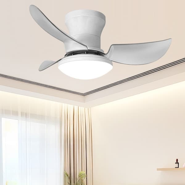 Ceiling fan with LED lighting 58 cm, 3 transparent, frosted ABS blades, remote control, 3 color temperatures, dimmable White 58cm