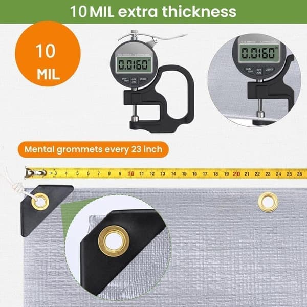 Vedenpitävä pressu silmukoilla 3x6 m Silver