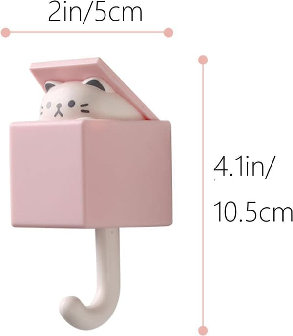 4 STK Søde Kæledyr Vægkroge, Selvklæbende Knagerækker til Håndklæder, Hatte, Nøgler, Tasker og Badeværelsesopbevaring