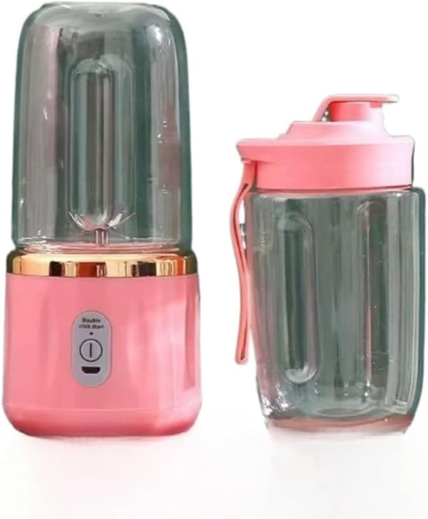 USB-Juicer i Krusformat - Bærbar smoothie- & juicemixer med 6 3D-knive | 400 ml multifunktionsjuicer