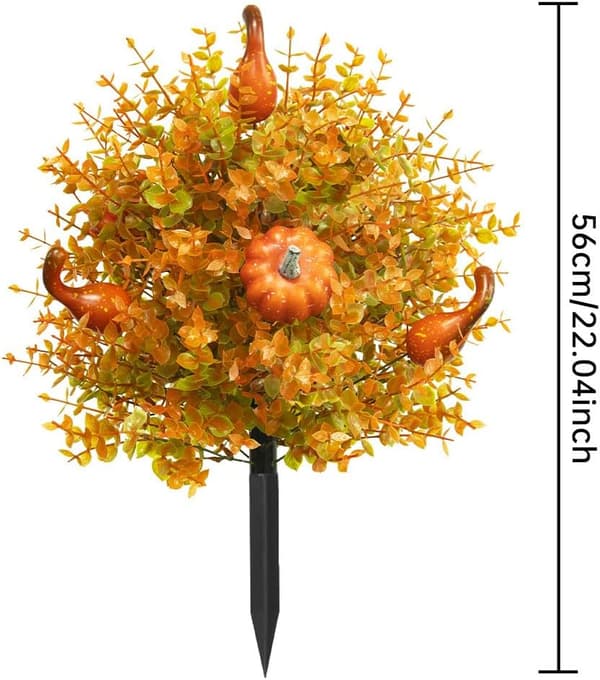 1 pakke 56 cm kunstig efterårsplante - græskar og blomster til have, veranda, sti - stil 1 Yellow 1 Pack