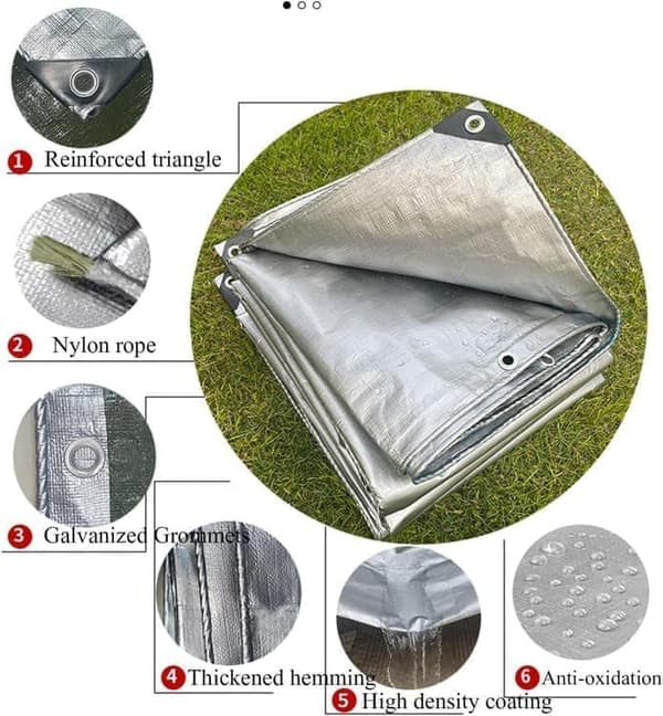 Vedenpitävä pressu silmukoilla 3x6 m Green and Silver