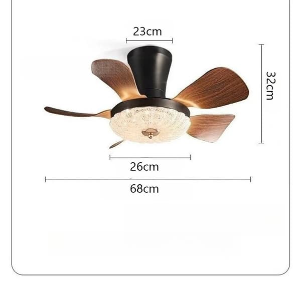 68 cm takfläkt med belysning, steglös dimbar LED, fjärrkontroll, 5 blad för sovrum Walnut M635