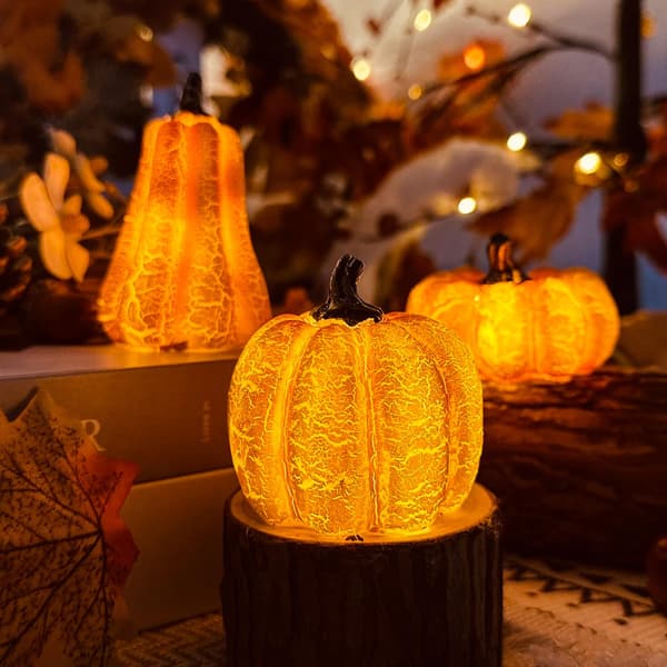 3-pack LED-pumpaslingor, Halloween-dekoration, höstdekoration