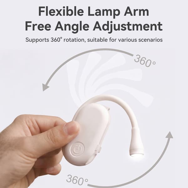 LED Book Light with Clip, Rechargeable, 3 Color Temperatures and Stepless Dimming for Reading in Bed and on the Go White 4-PACK