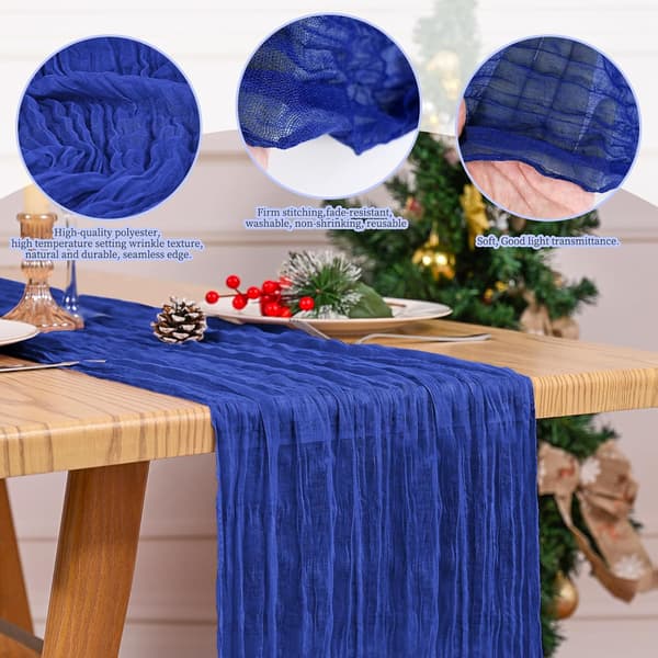 Sæt med 4 musselin bordløbere - Kongeblå, 17x108 tommer Boho Rustik Stil Royal blue