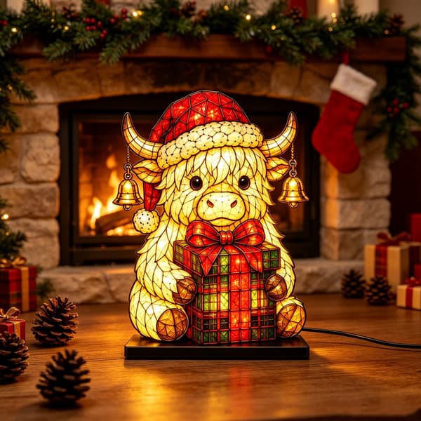 Christmas Decoration with LED Lamp, USB Warm Light Night Lamp for Table and Home Penguin