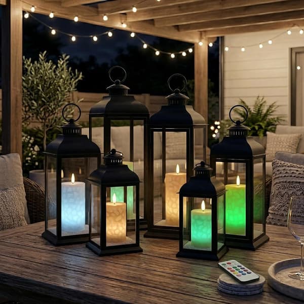 3-pack Flameless LED Candles with Color-Changing Lighting, 3D Flickering Flame, Remote Control, and Real Wax