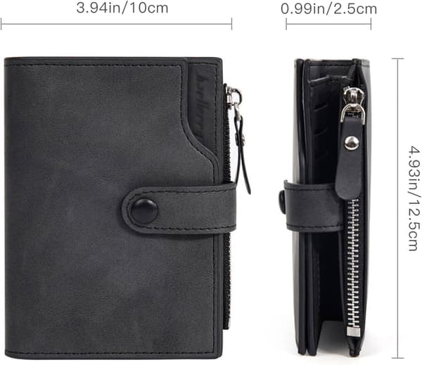 Leather Men's Wallet with RFID Blocking, 15 Card Slots and 2 ID Windows, Spacious Trifold Wallet Dark brown