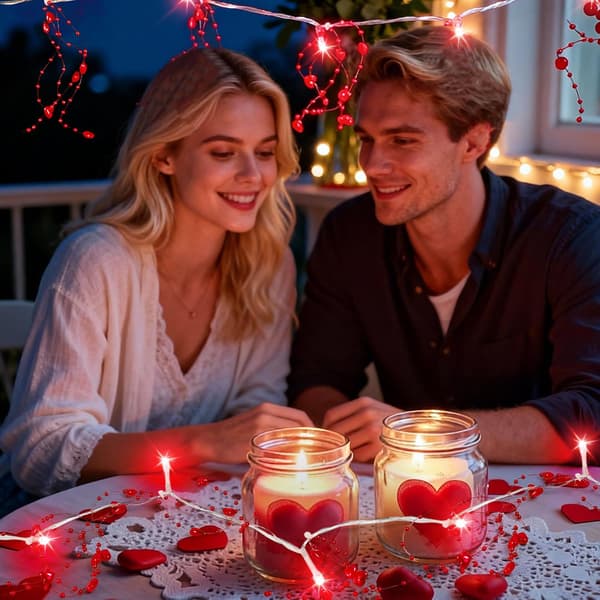 3m/4m/5m Hjerteformede Lys - Valentinsdag Dekoration | 30/40/50 LED | 2 Lysstile Red 3m 30LED