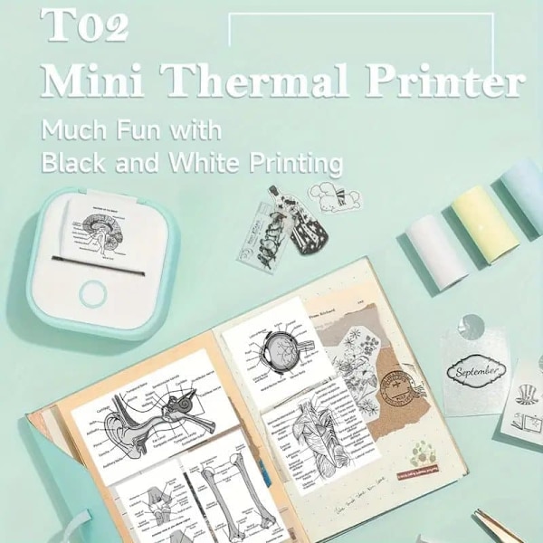 Termisk printer – Mini etiketprinter med Bluetooth, 50 mm etiketpapir, trådløs til iPhone, iPad og Android grøn