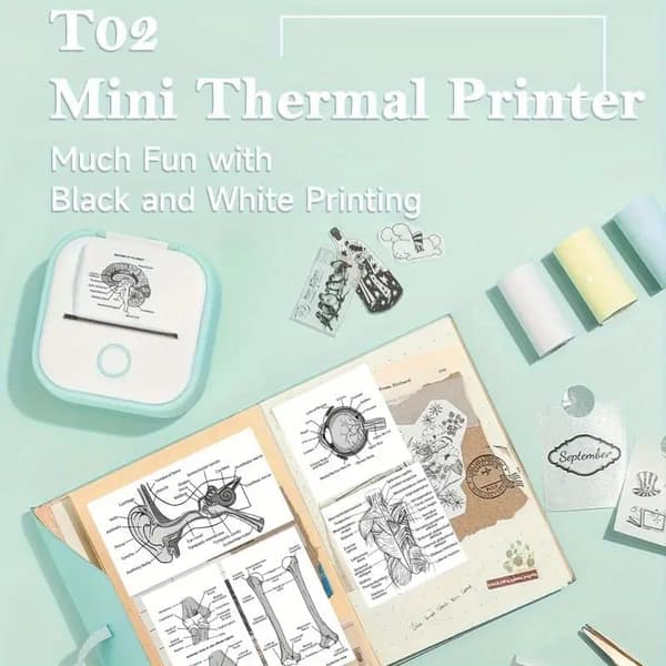 Termisk printer – Mini etiketprinter med Bluetooth, 50 mm etiketpapir, trådløs til iPhone, iPad og Android pink