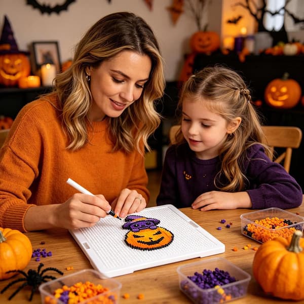 Halloween Advent Calendar for Kids, 24 Days, Beads and Pegboards with Tools and Templates, Creative Craft Set