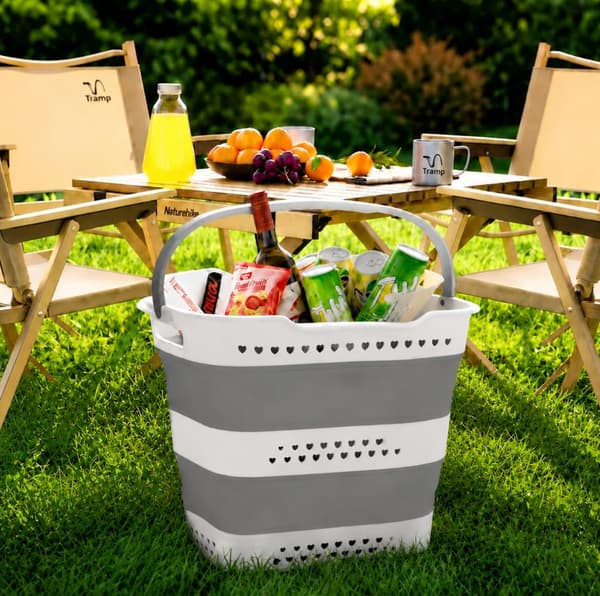 Laundry Basket 42 L, Foldable Laundry Hamper with Handles, Lightweight and Space-Saving for Home and Dorm Light grey 1 Pack