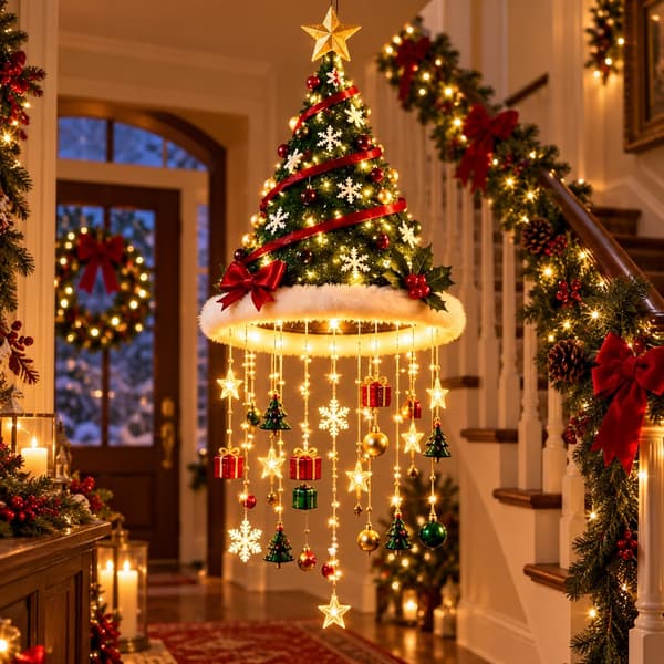 Lysande Tomteluva - Varm LED-slinga, Paljetter, Festlig Partydekoration - Stil 4 Style 4