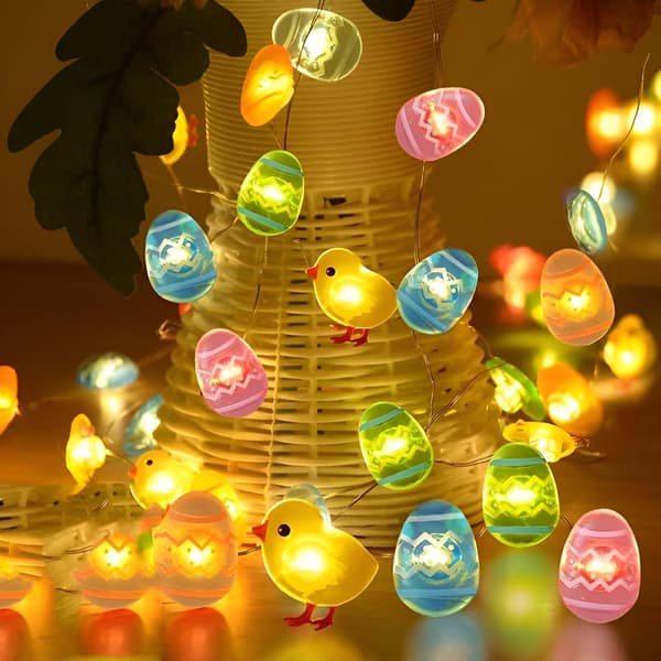 Easter Decoration LED Light String Eggs and Chicks 20/30 LED – Battery-Powered Light Decoration for Home, Table & Party 2M 20LED