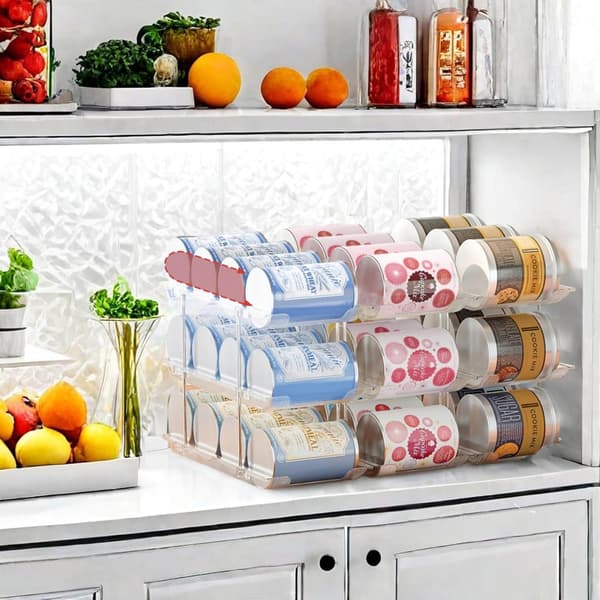 Smart Rolling Can Sorter - Transparent Food Storage for Pantry & Cabinets | Automatic Feeding with Wheels