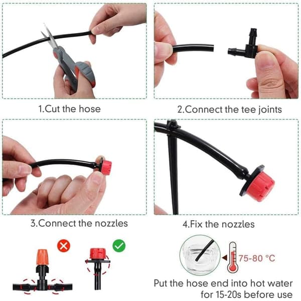 Automatisk drypvandingssystem 158 dele – Micro-Drip Kit til have, græsplæne, planter & landskab