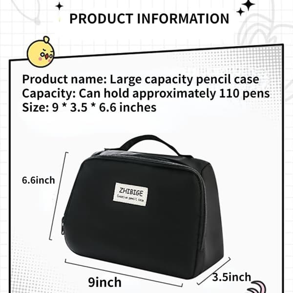 Canvas Pencil Case with Large Capacity, Spacious Zipper Storage Bag for Pens and Stationery Blue