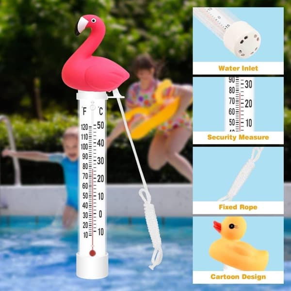 Stor flydende pooltermometer – Letlæselig, viser Fahrenheit & Celsius, til pools, spabade, saunabade & akvarier Red