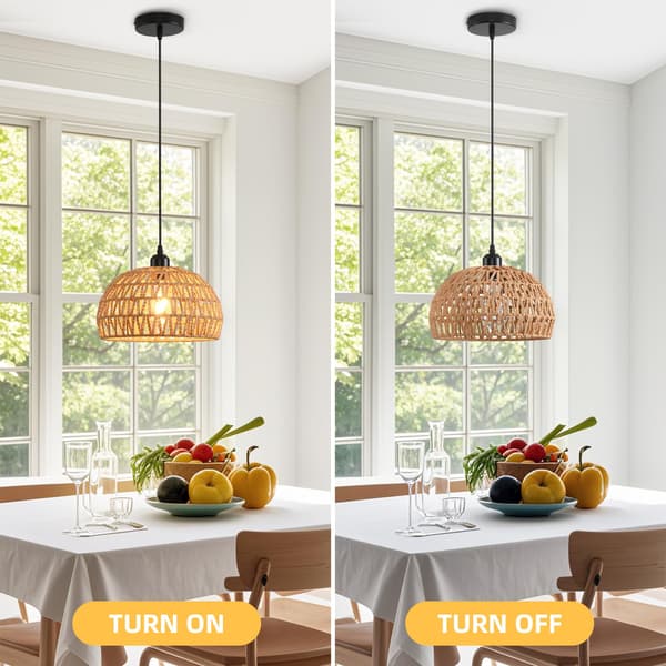 Bohemisk vävd kupolpendellampa - Brun, kuststil för matsal köksö barnrum entré sovrum - E27 (glödlampa ingår ej) Brown Excludes light bulb
