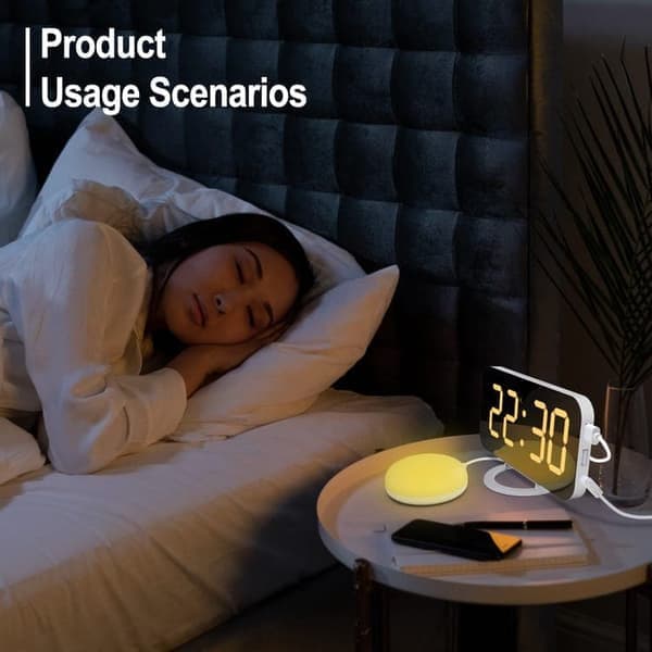 Extra Strong Digital Alarm Clock for Deep Sleepers | With Bed Shaker + Adjustable LED Lighting | Dual Alarm & Snooze Function gul
