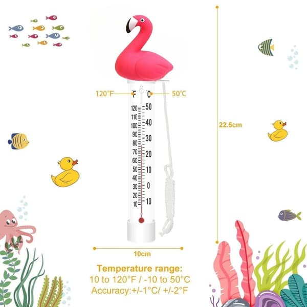 Stor flydende pooltermometer – Letlæselig, viser Fahrenheit & Celsius, til pools, spabade, saunabade & akvarier Red