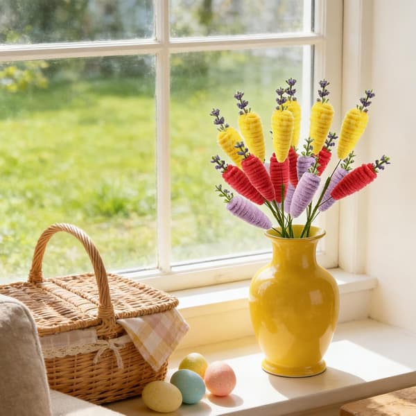 Easter Decoration Carrot Picks 6-Pack – DIY Easter Ornaments for Bouquets, Easter Trees & Tables, Spring Party Decor Home B