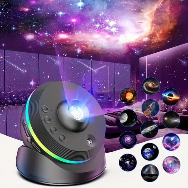 13-i-1 Galaxy Projektor – USB Natlampe Nebula Effekt – Rumlampe Stjerneprojektor sort