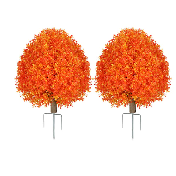 2-pak 65 cm kunstig buksbom-topiary - efterårsboligindretning - stil 5 Orange 2 Pack