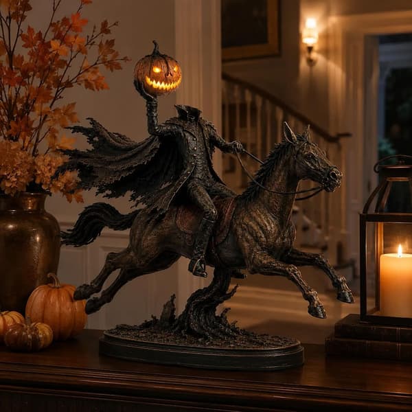 2-pack huvudlös ryttare glödande figur - varm LED, pumpa, Halloween-dekoration 2 Pack