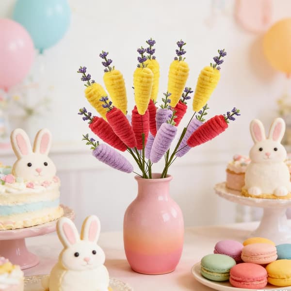 Easter Decoration Carrot Picks 6-Pack – DIY Easter Ornaments for Bouquets, Easter Trees & Tables, Spring Party Decor Home B