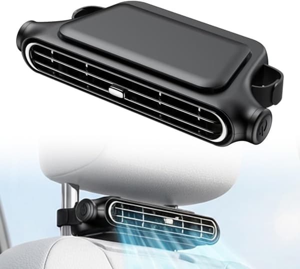 USB bilsædeventilator Nakkestøtte Køleventilator 3 hastigheder Stille Bærbar Ventilator til Fører Passager SUV Lastbil Autocamper Brug White