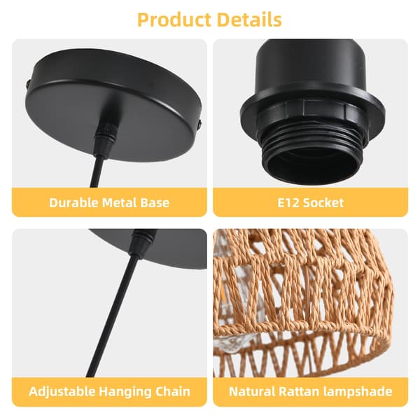 Bohemisk vävd kupolpendellampa - Brun, kuststil för matsal köksö barnrum entré sovrum - E27 (glödlampa ingår ej) Brown Excludes light bulb