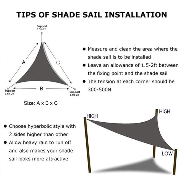 Extra Stor Triangulär Solsegel - UV-blockering, Solskydd för Terrass Trädgård Balkong - 3x3x3m Grå Gray 3*3*3M