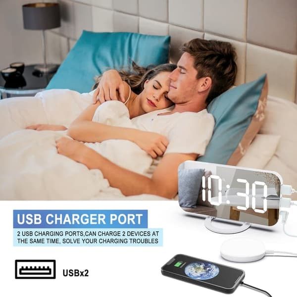 Extra Strong Digital Alarm Clock for Deep Sleepers | With Bed Shaker + Adjustable LED Lighting | Dual Alarm & Snooze Function vit