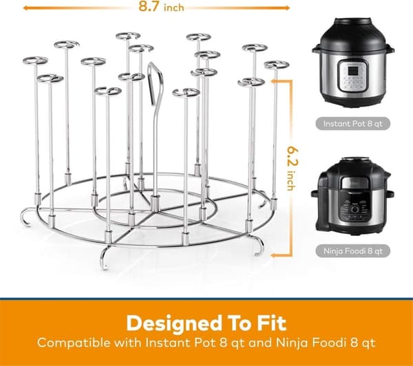 Grill-/Spydstativ i 304 rustfrit stål – Kompatibelt med airfryer 8QT