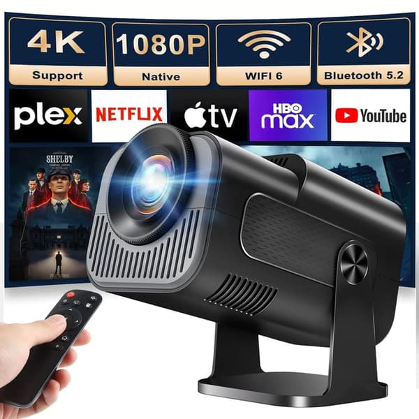 Mini 4K Projector Full HD 1080p – Smart Android 11, 300 ANSI, WiFi 6, Bluetooth 5.0, 180° Rotatable