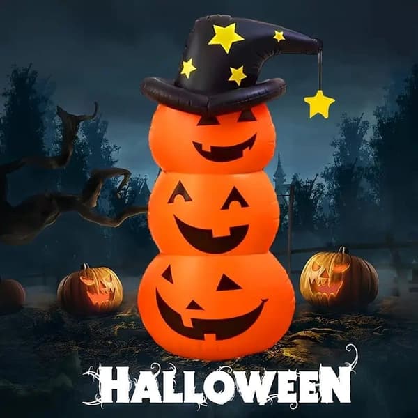 Jättestora Uppblåsbara Orange PVC-pumpor - Halloweendekoration