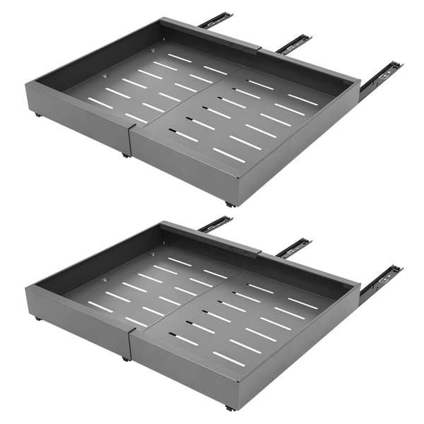 2-pack teleskopisk lådförvaring - Utdragbar enkellagersorganisatör för köksskåp - Grå Gray 2 PCS