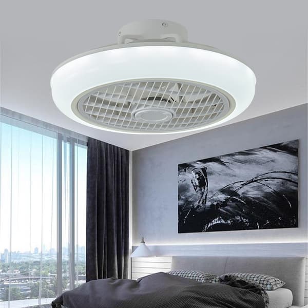RGB Ceiling Fan 46 cm with Dimmable LED Lighting and Remote Control for Dining Room, Office, and Home Multicolor