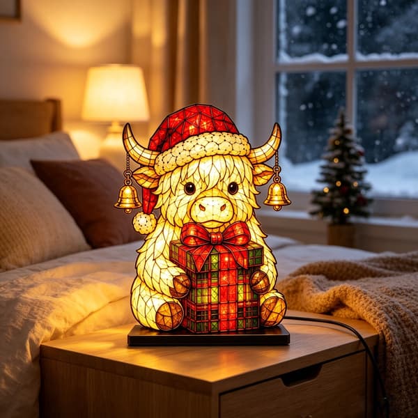 Christmas Decoration with LED Lamp, USB Warm Light Night Lamp for Table and Home Penguin